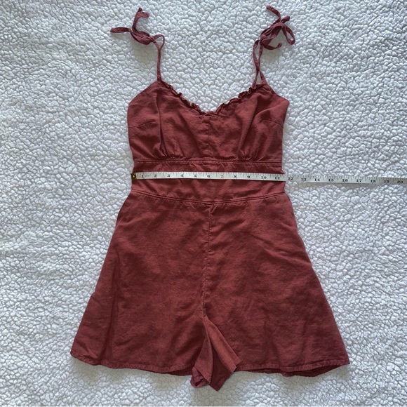 ABERCROMBIE & FITCH romper shorts tank top red rust burgundy ruched backing XS - Picture 7 of 9
